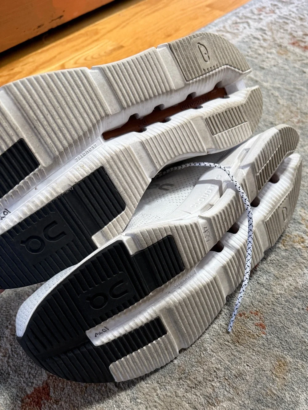 On Running Men's Athletic Sneakers in White with Brown Accents